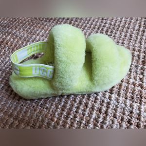 UGG Fluffy Lime Green Sandals sleepers size 6